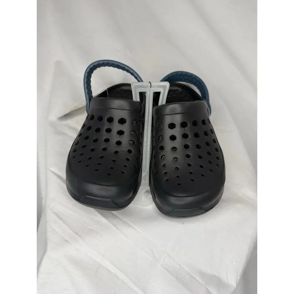 Joybees Kids' Dylan Slip-On Sandals Black Blue Strap Clog Kids 2, NWT
